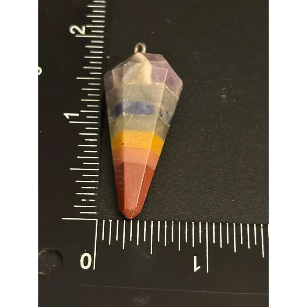Vintage Genuine 7 Chakra Faceted Crystal Pendulum Pendant
